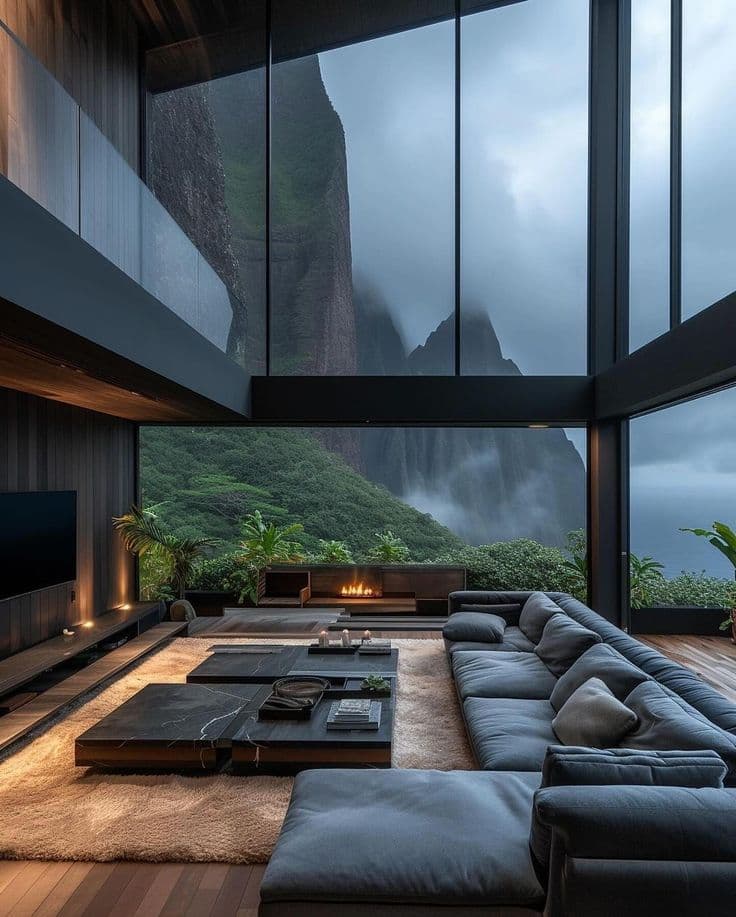 Sophisticated interior with rich textures and editorial styling