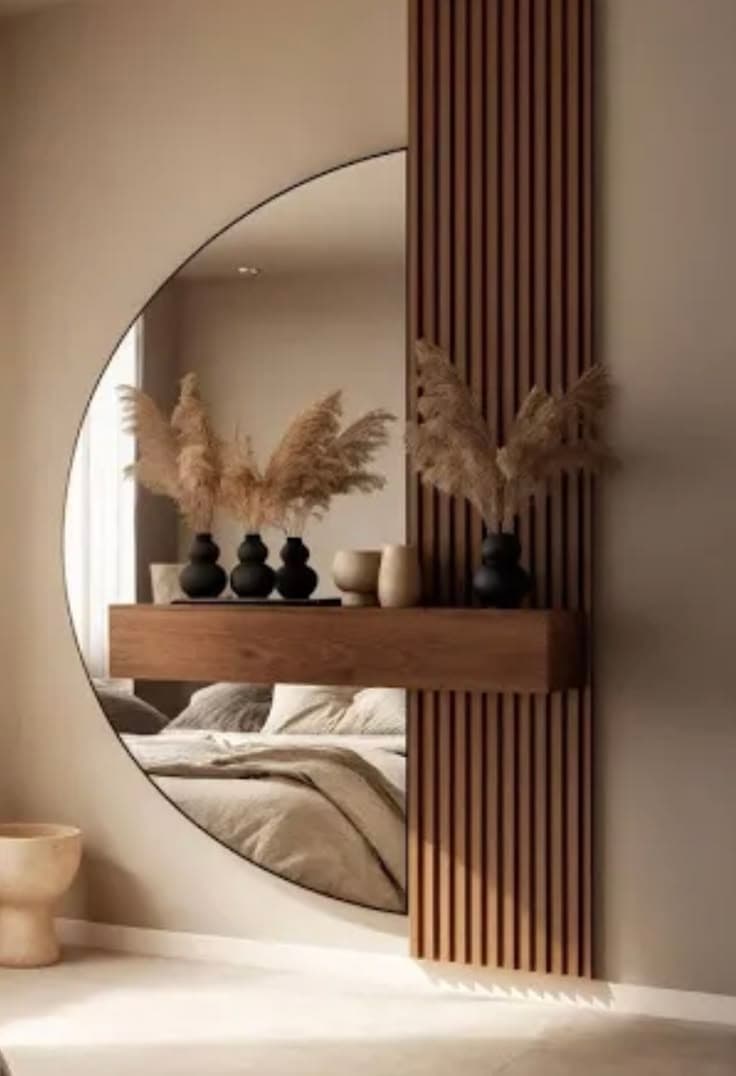 Bold statement wall with abstract art and sculptural touches